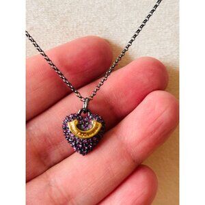 Juicy Couture Hematite & Pink Crystal Heart Wish Pendant Necklace With Gold-Tone